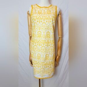 Max Studio Yellow And White Embroidered Dress, Size XS